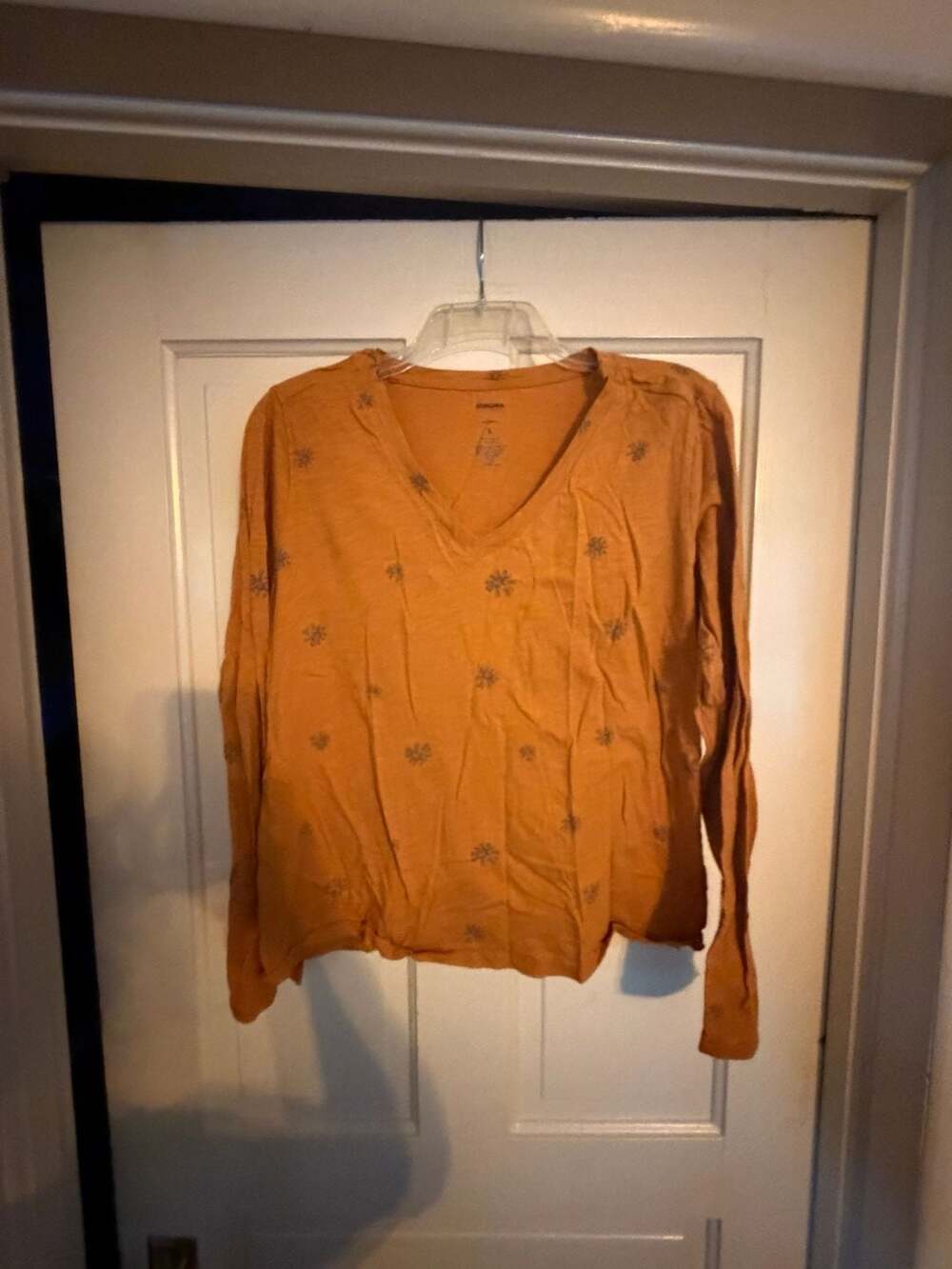 Sonoma Adaptive V-Neck Long Sleeve Top Size L Yellow Floral Cotton